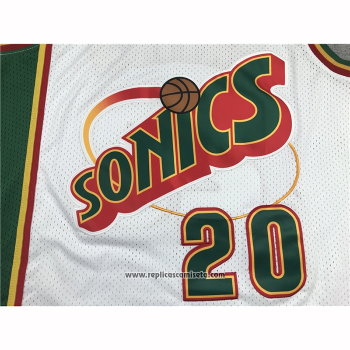 Camiseta Seattle SuperSonics Gary Payton #20 Historic Retro Blanco